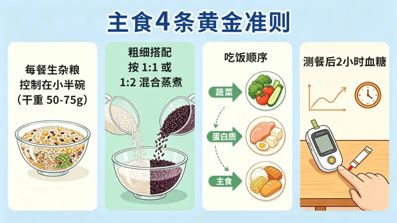 糖尿病主食新吃法：5种主食合理搭配，吃饱稳血糖
