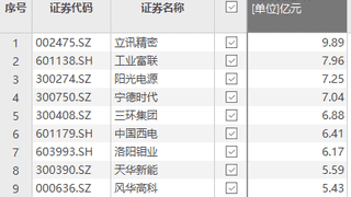 立讯精密获资金净流入9.89亿元居首