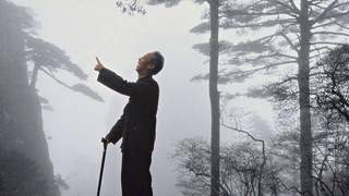 法国摄影师1985年拍摄的人间仙境黄山作品：中山装老者与云海奇松的对话